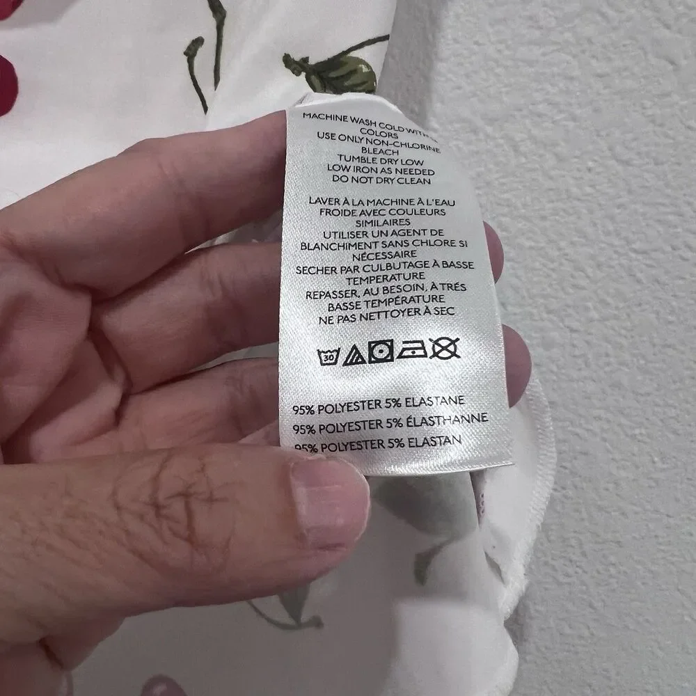 urban outfitters Women’s White Tank Top Cherry Print Shoulder Detail Small Y2K - Picture 5 of 8